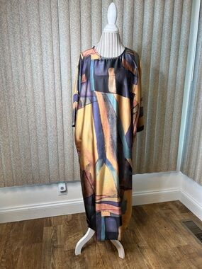 Artistically designed scarfing Mumu royal colors golden purple color blocking